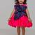 Blue pink embroidered silk dress
