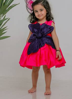 Blue pink embroidered silk dress 2