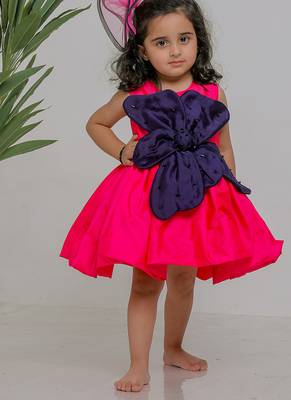 Blue pink embroidered silk dress 4