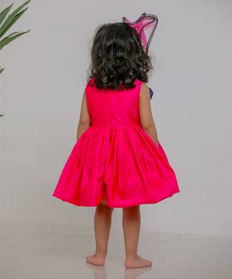 Blue pink embroidered silk dress 5