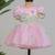 Pink embroidered satin organza frock