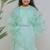 Sea green embroidered satin dress