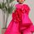 Pink embroidered high low silk gown