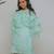 Sea green embroidered satin dress