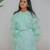 Sea green embroidered satin dress