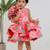 Pink printed one shoulder muslin frock