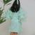 Sea green embroidered satin dress