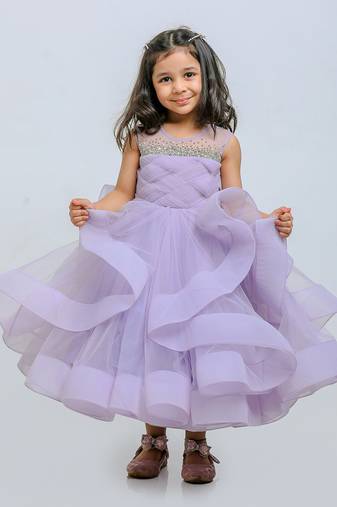 Purple horsehair stone net gown