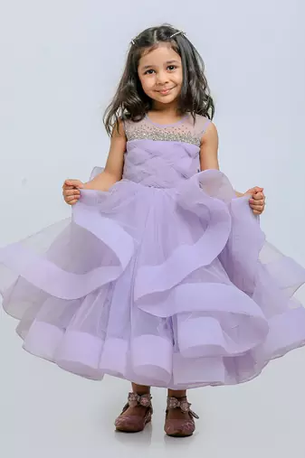 Purple horsehair stone net gown