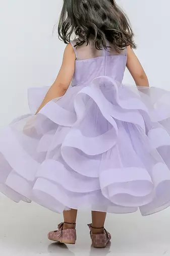 Purple horsehair stone net gown
