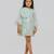 Sea green embroidered organza dress