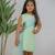Sea green embroidered banana crepe dress