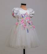 Off white embroidered silk frock
