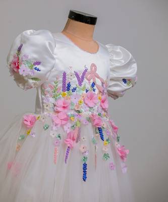 Off white embroidered silk frock 3