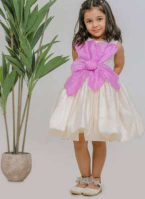 Ivory lilac white embroidered silk dress 1