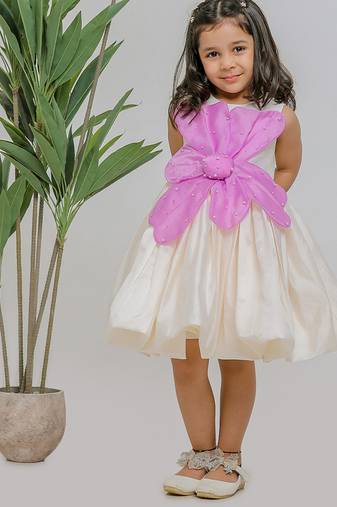 Ivory lilac white embroidered silk dress