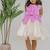 Ivory lilac white embroidered silk dress