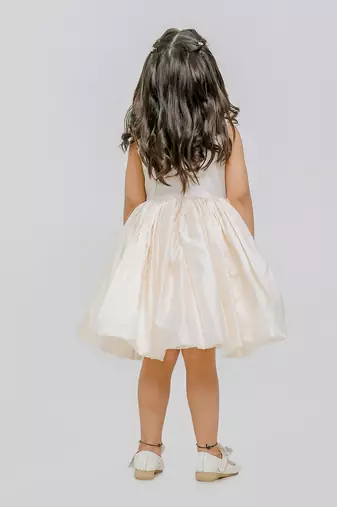 Ivory lilac white embroidered silk dress