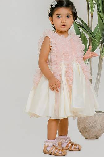 Ivory pink silk organza frock