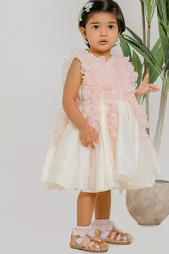 Ivory pink silk organza frock