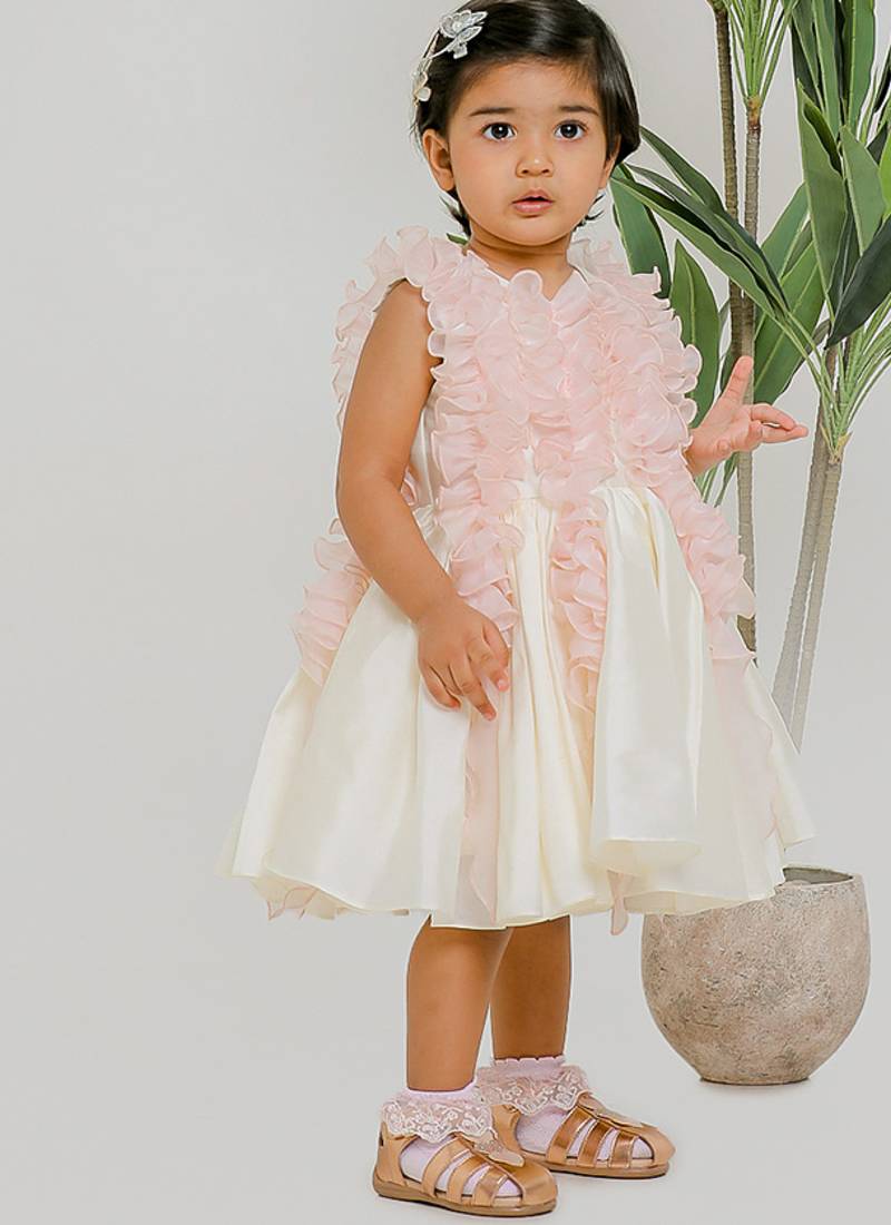 Ivory pink silk organza frock