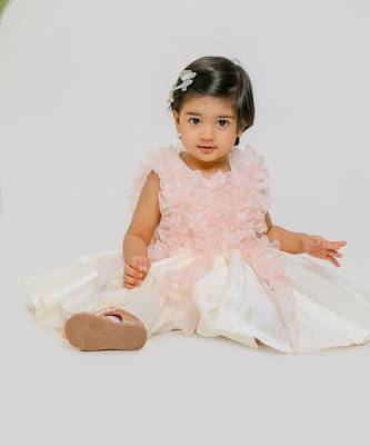 Ivory pink silk organza frock 2