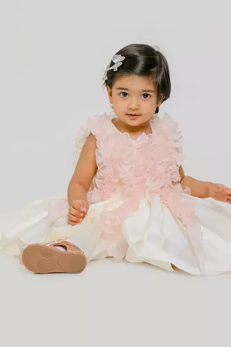 Ivory pink silk organza frock