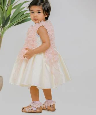 Ivory pink silk organza frock 3