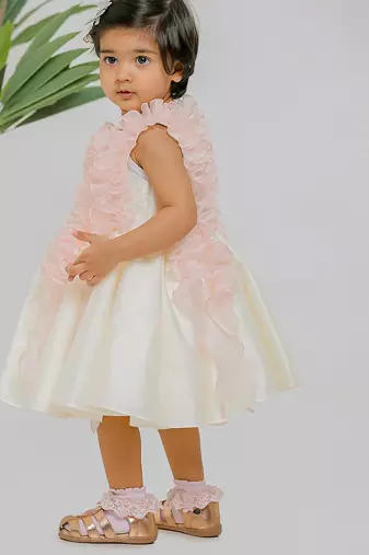 Ivory pink silk organza frock