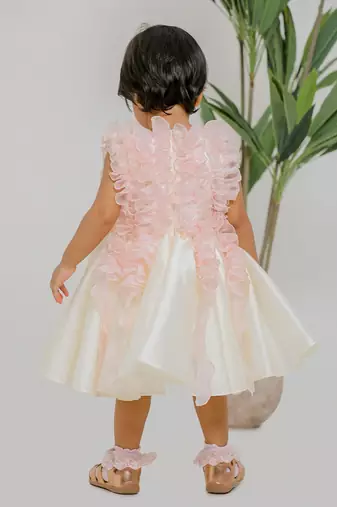 Ivory pink silk organza frock