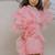 Peach pink embroidered satin organza dress