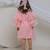 Peach pink embroidered satin organza dress
