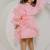 Peach pink embroidered satin organza dress