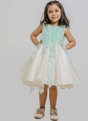 Ivory blue silk organza dress 1