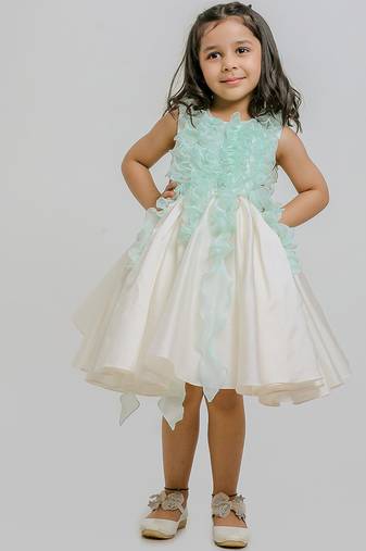 Ivory blue silk organza dress