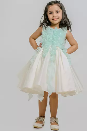 Ivory blue silk organza dress