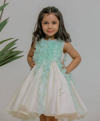 Ivory blue silk organza dress 2