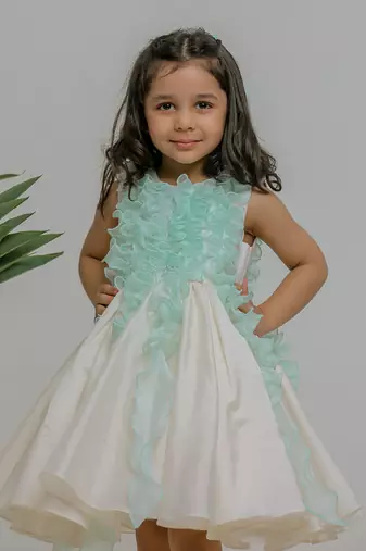 Ivory blue silk organza dress