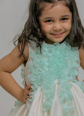Ivory blue silk organza dress 3