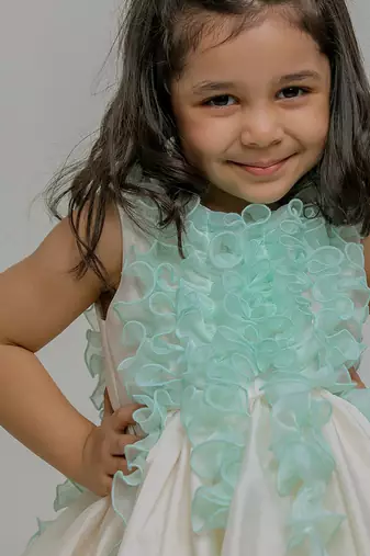 Ivory blue silk organza dress