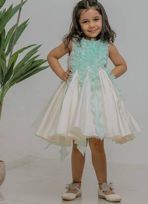 Ivory blue silk organza dress 4