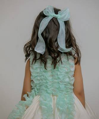Ivory blue silk organza dress 5