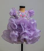 Lilac butterfly satin organza dress