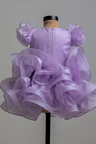 Lilac butterfly satin organza dress