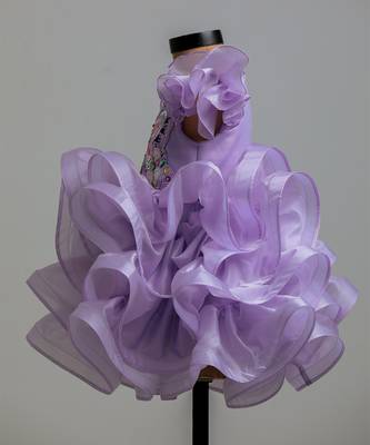 Lilac butterfly satin organza dress 3