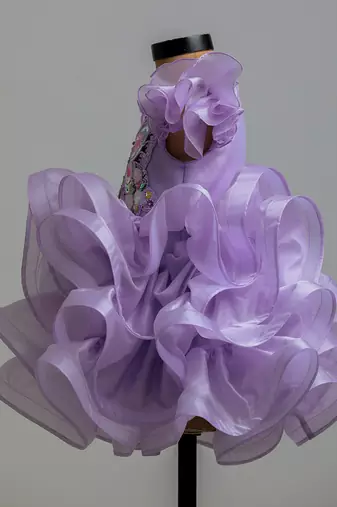 Lilac butterfly satin organza dress