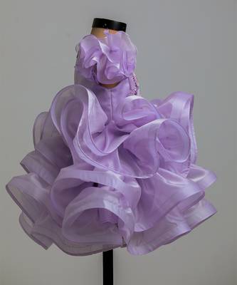 Lilac butterfly satin organza dress 4