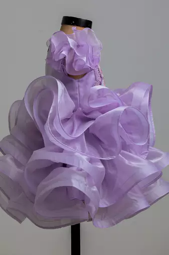 Lilac butterfly satin organza dress