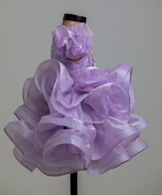 Lilac butterfly satin organza dress 5