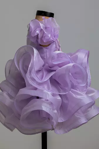 Lilac butterfly satin organza dress